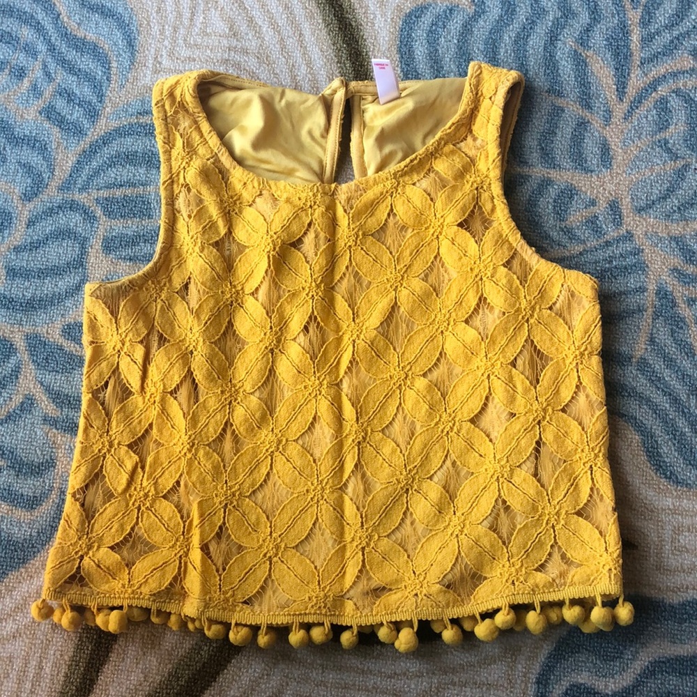 Yellow lace crop top